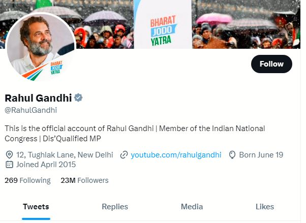 Rahul Gandhi Twitter bio